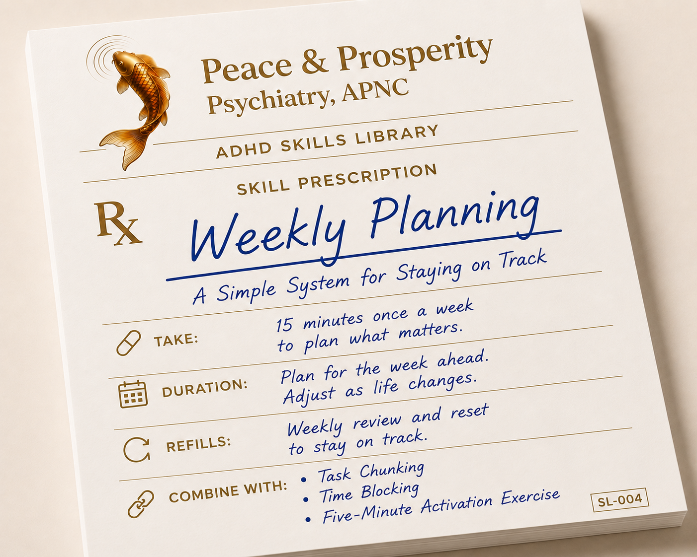 Weekly Planning for ADHD Skills Lesson from Peace & Prosperity Psychiatry